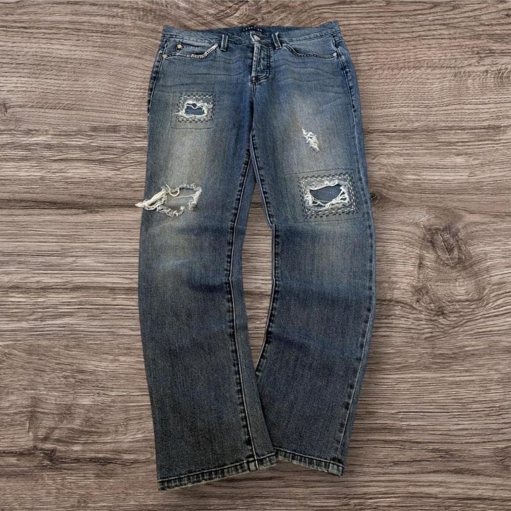 Slim Fit Y2K Grunge Distressed Blue Jeans (30x28)